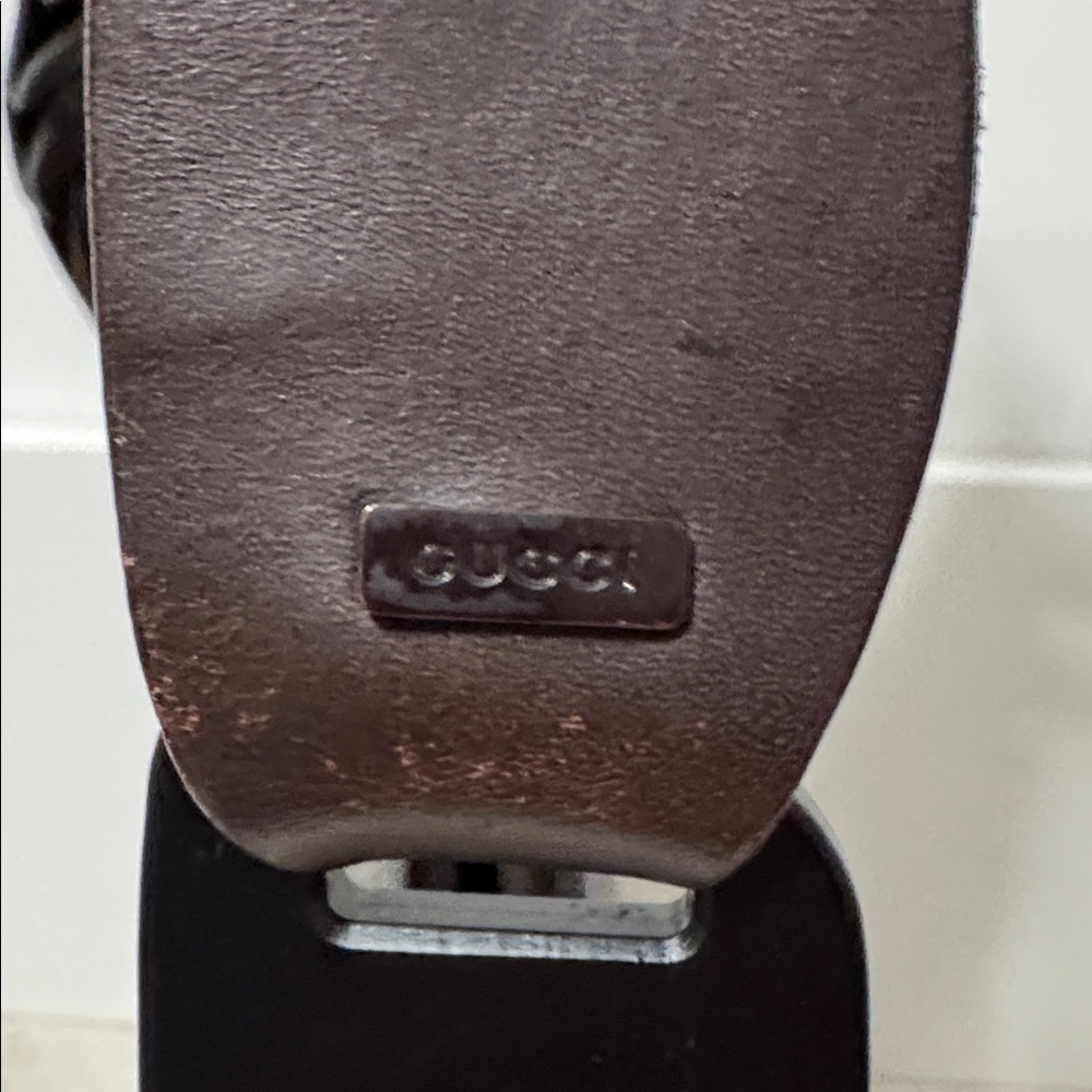 Rare GUCCI. Leather shoulder bag with card - Picture 3 of 15